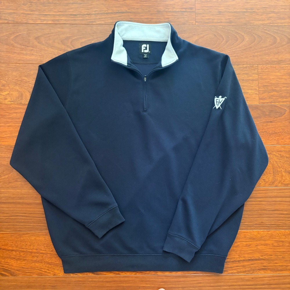 FootJoy Mens Large Navy Blue Quarter Zip Golf Pullover Sweater Long Sleeve FJ